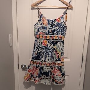 FARM Rio Vibrant Striped Dress with Floral Accents